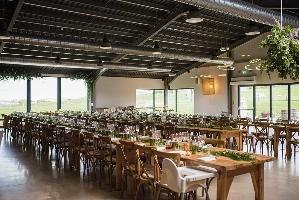 Barn Reception Long Tables Decor Cairns Farm Estate Wedding Kalisterscope Photography