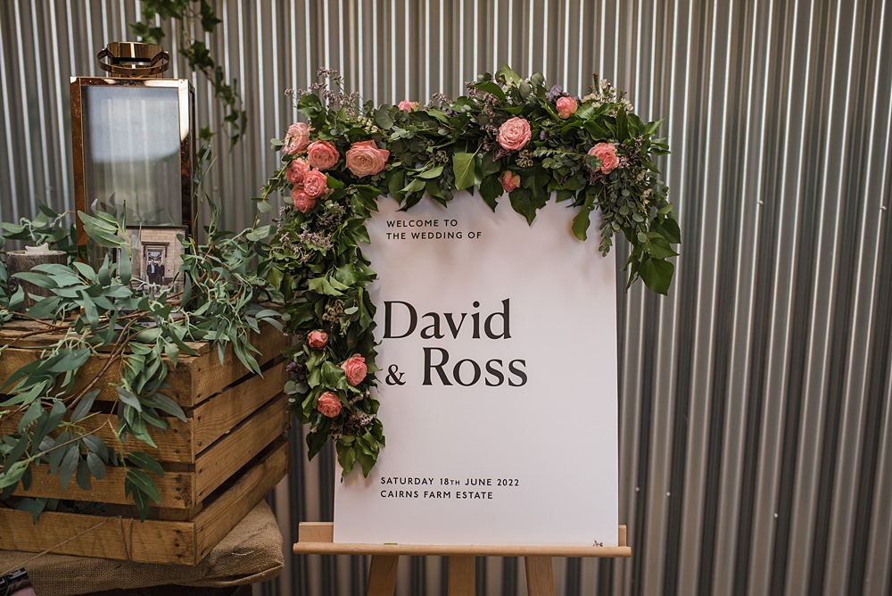 Welcome Sign Flowers Cairns Farm Estate Wedding Kalisterscope Photography