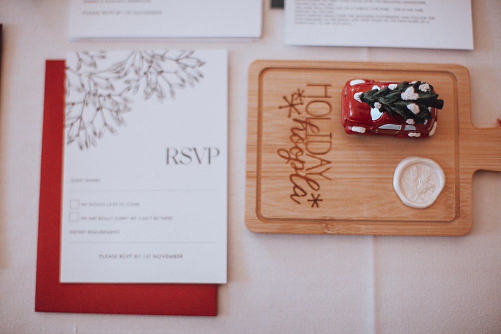 Christmas Wedding Theme Idea Naomi Mills Photography Stationery Invites Red Green