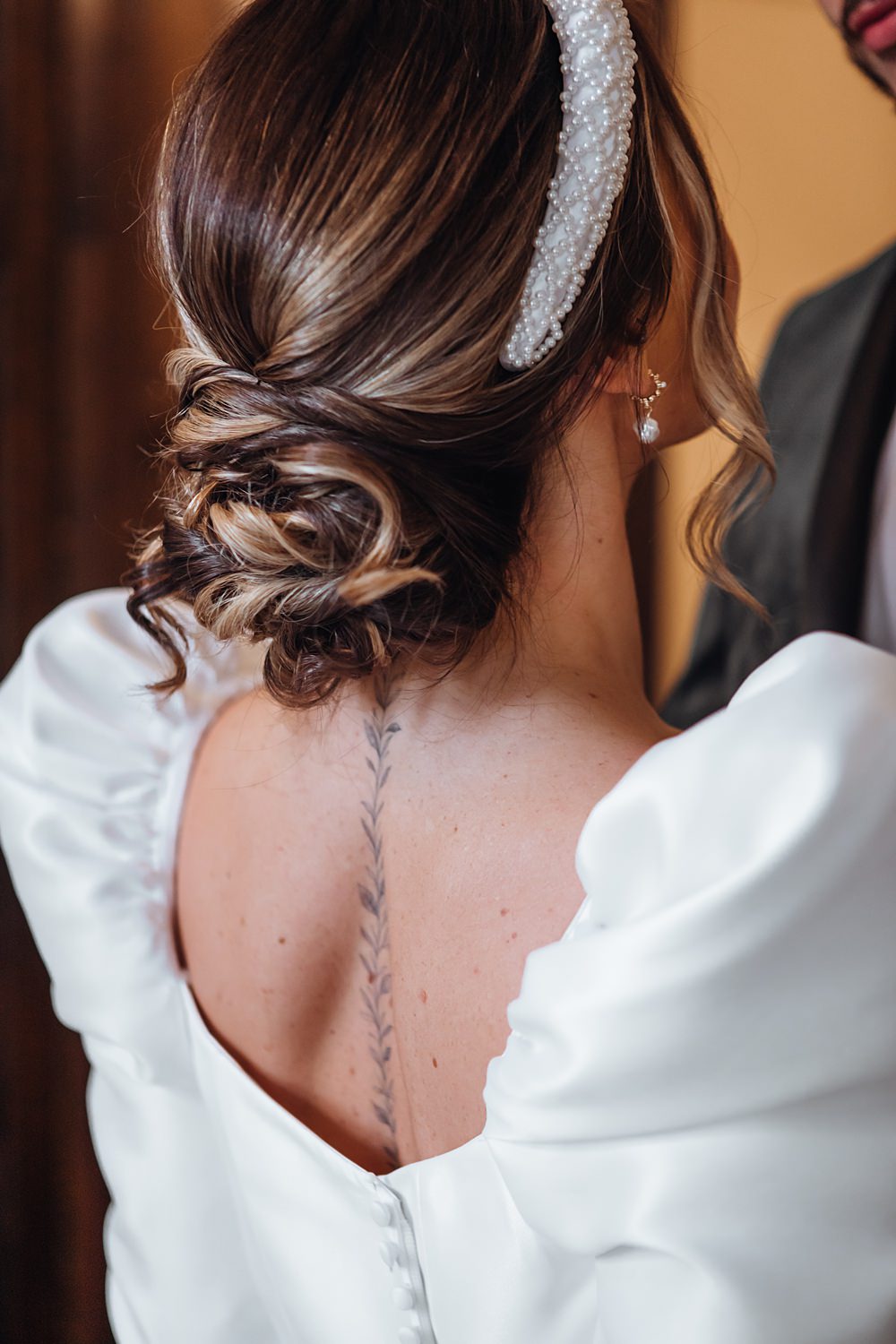 Bridal Hairstyle Up Do Christmas Wedding Theme Idea Naomi Mills Photography