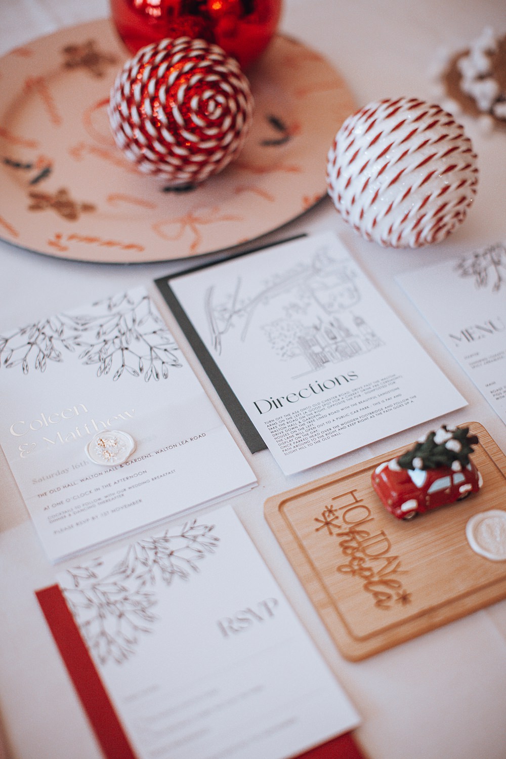 Christmas Wedding Theme Idea Naomi Mills Photography Stationery Invites Red Green