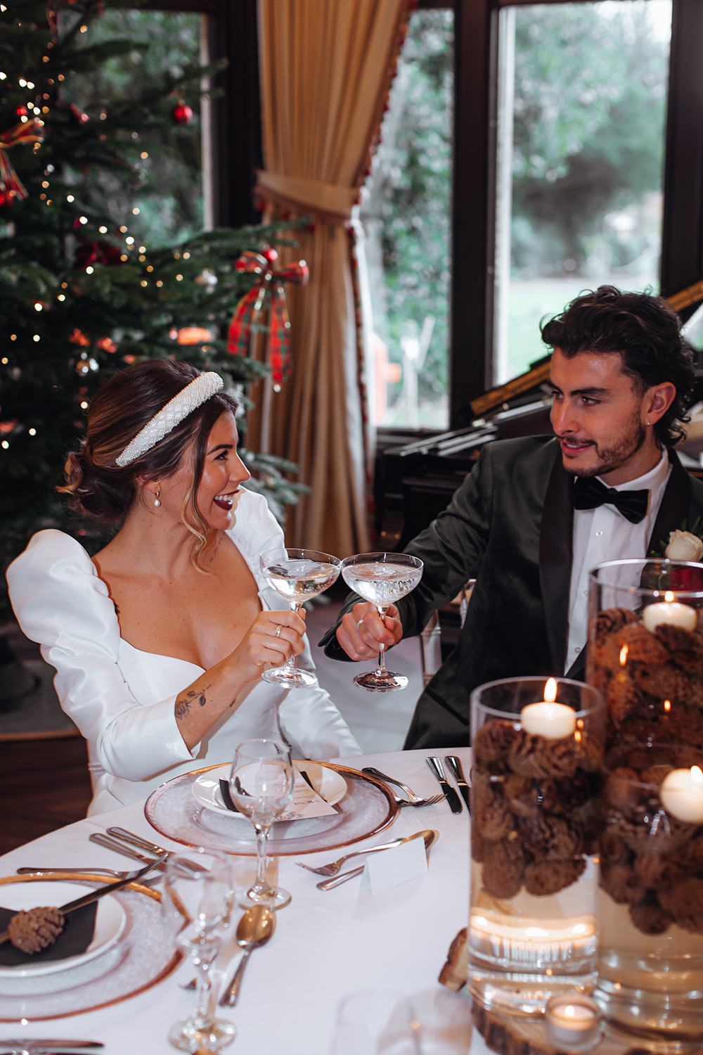 Champagne Flutes Christmas Wedding Theme Idea Naomi Mills Photography