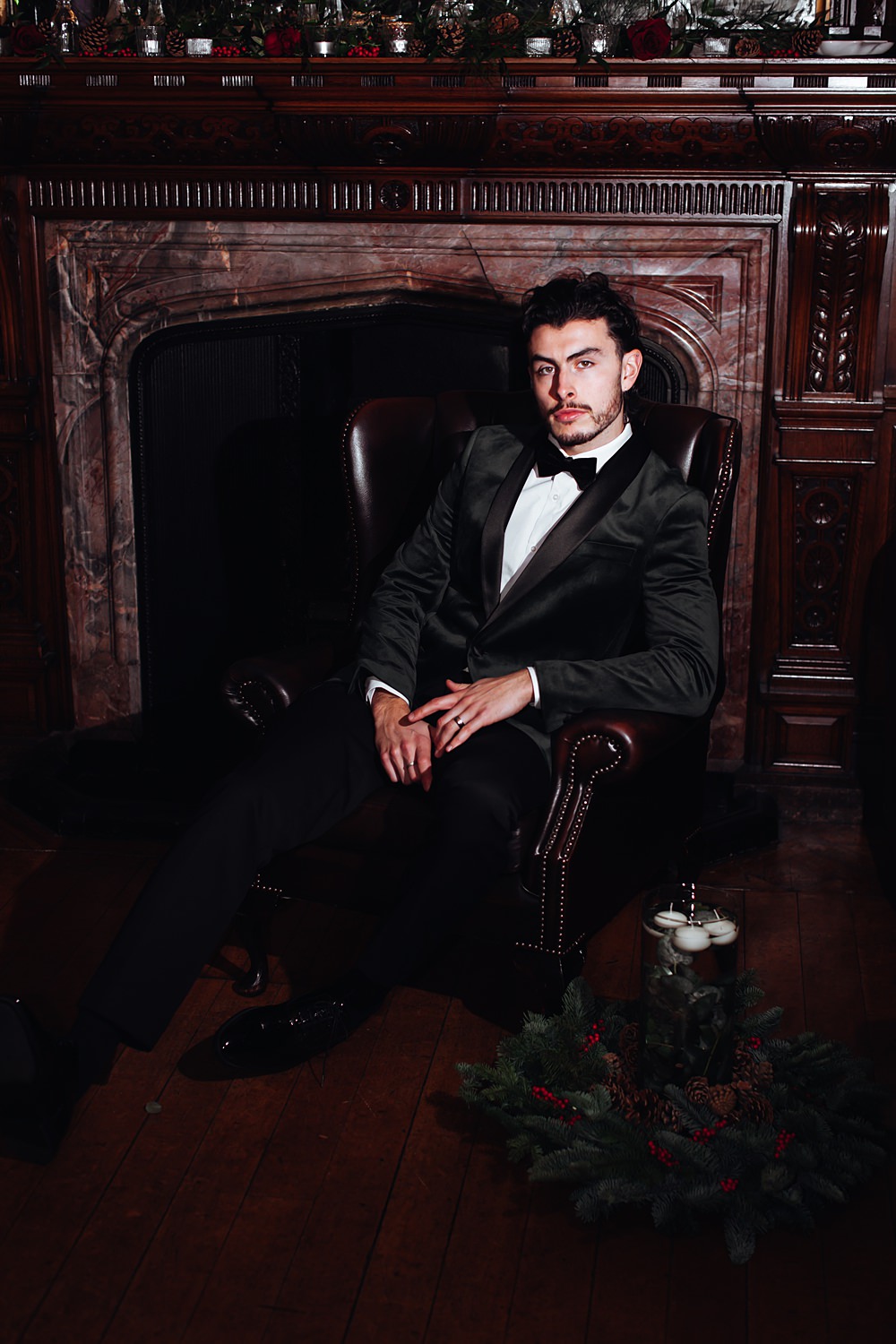 Christmas Wedding Theme Idea Naomi Mills Photography Groom Tuxedo Suit