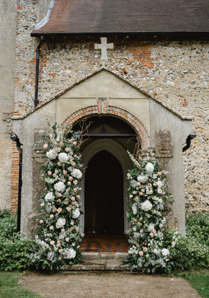 Church Wedding Flowers White Arch Door Luis Holden Photography