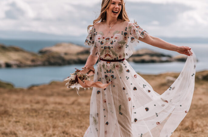 Floral Wedding Dress Ideas Colourful Pink Elephant Photography