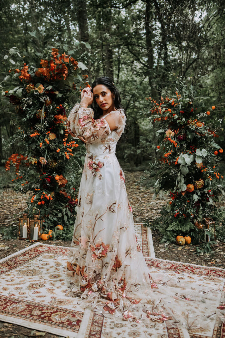 green emerald velvet dress Colorful Off Shoulder Wedding Dress with Embroidered Flowers