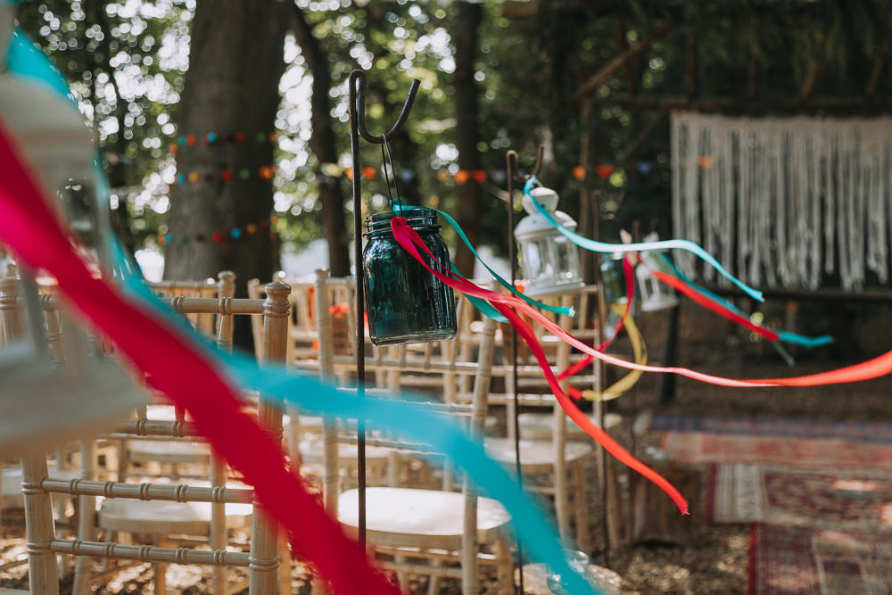 Ribbon Chairs Aisle Forest Lodge Weddings SianRichardson