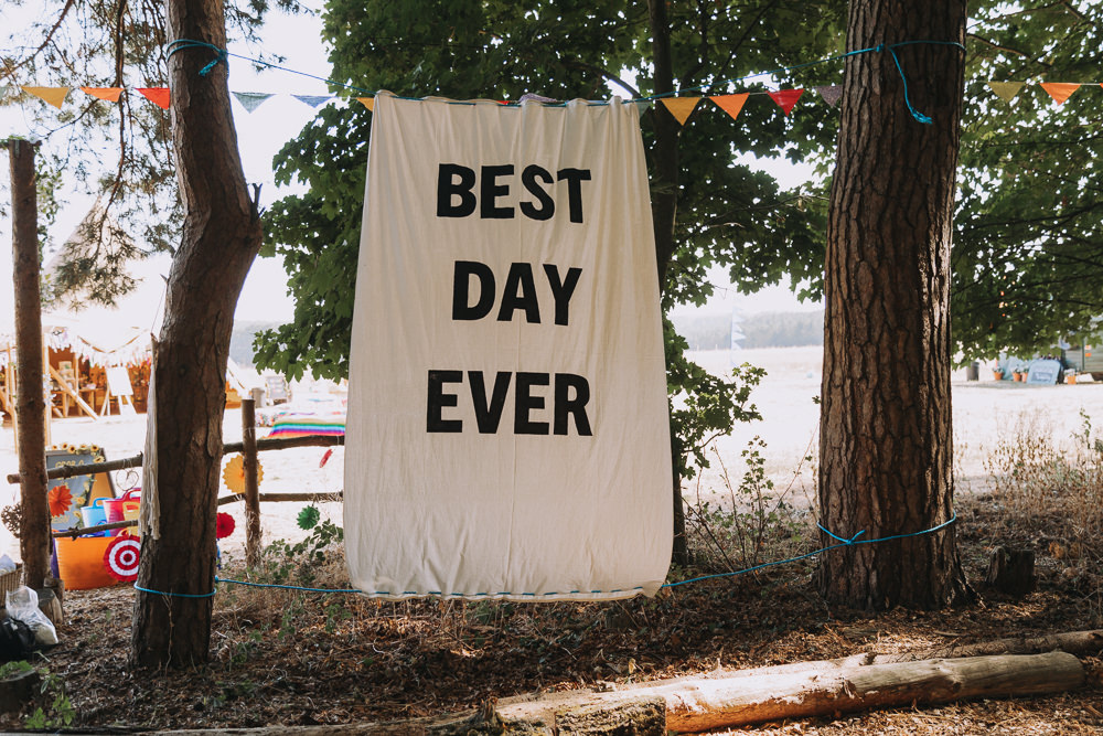 Banner Sign Forest Lodge Weddings SianRichardson