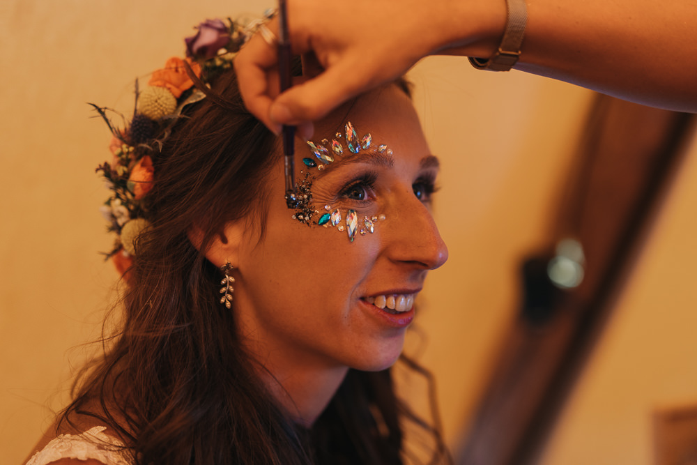 Glitter Make Up Bride Forest Lodge Weddings SianRichardson