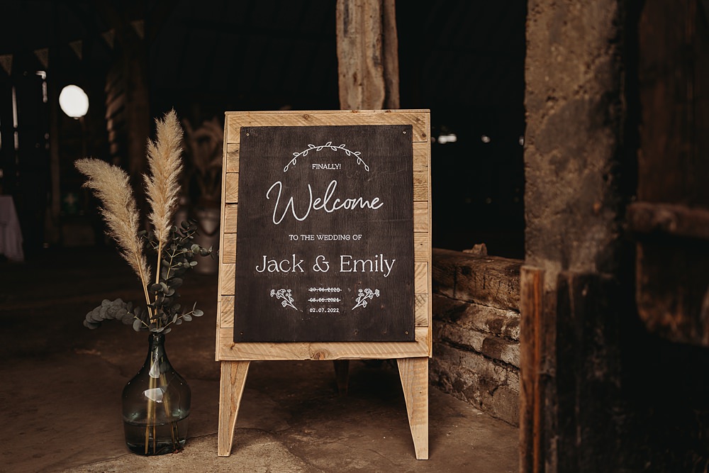 Hall Farm Events Wedding Thyme Lane Photography Chalkboard Welcome Sign