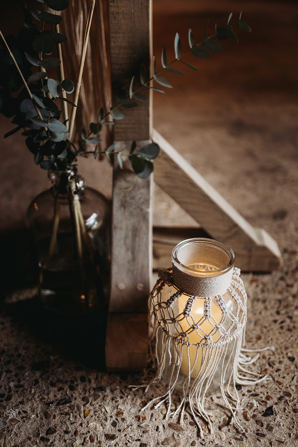 Pampas Grass Eucalyptus Flowers Macrame Candle Hall Farm Events Wedding Thyme Lane Photography