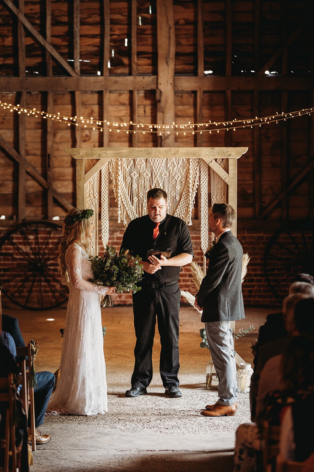 Macrame Backdrop Decor Ceremony Hall Farm Events Wedding Thyme Lane Photography