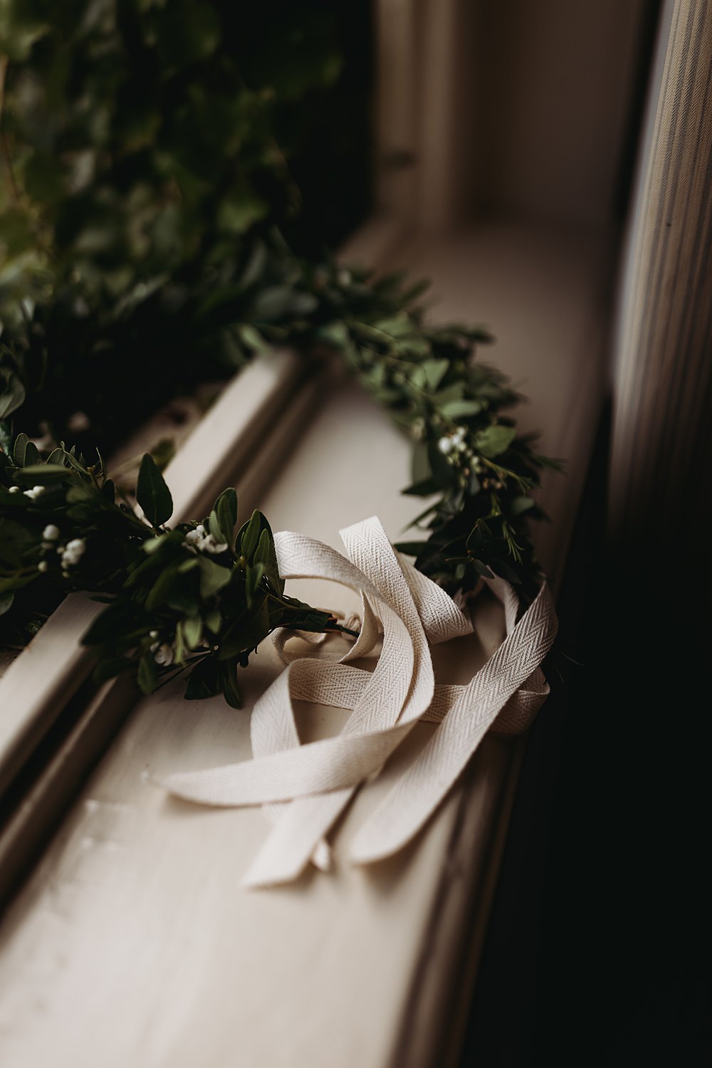 Greenery Flower Crown Hall Farm Events Wedding Thyme Lane Photography