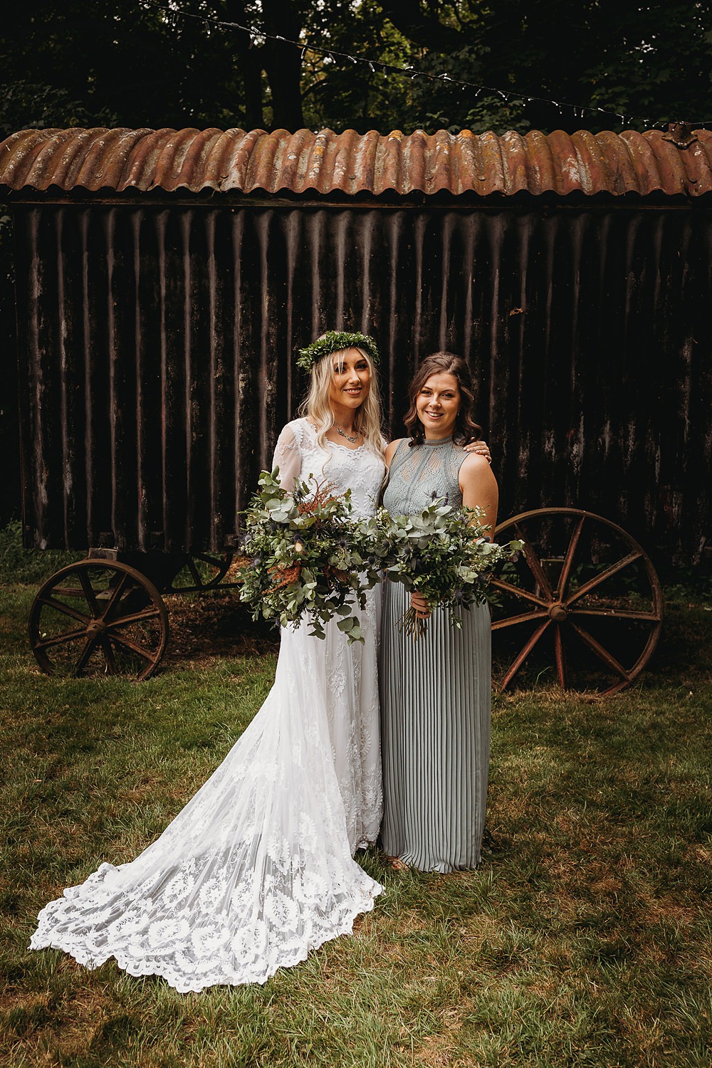 Sage Green Bridesmaid Dress Hall Farm Events Wedding Thyme Lane Photography