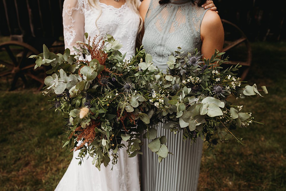 Bouquet Flowers Greenery Bride Bridal Bridesmaid Hall Farm Events Wedding Thyme Lane Photography