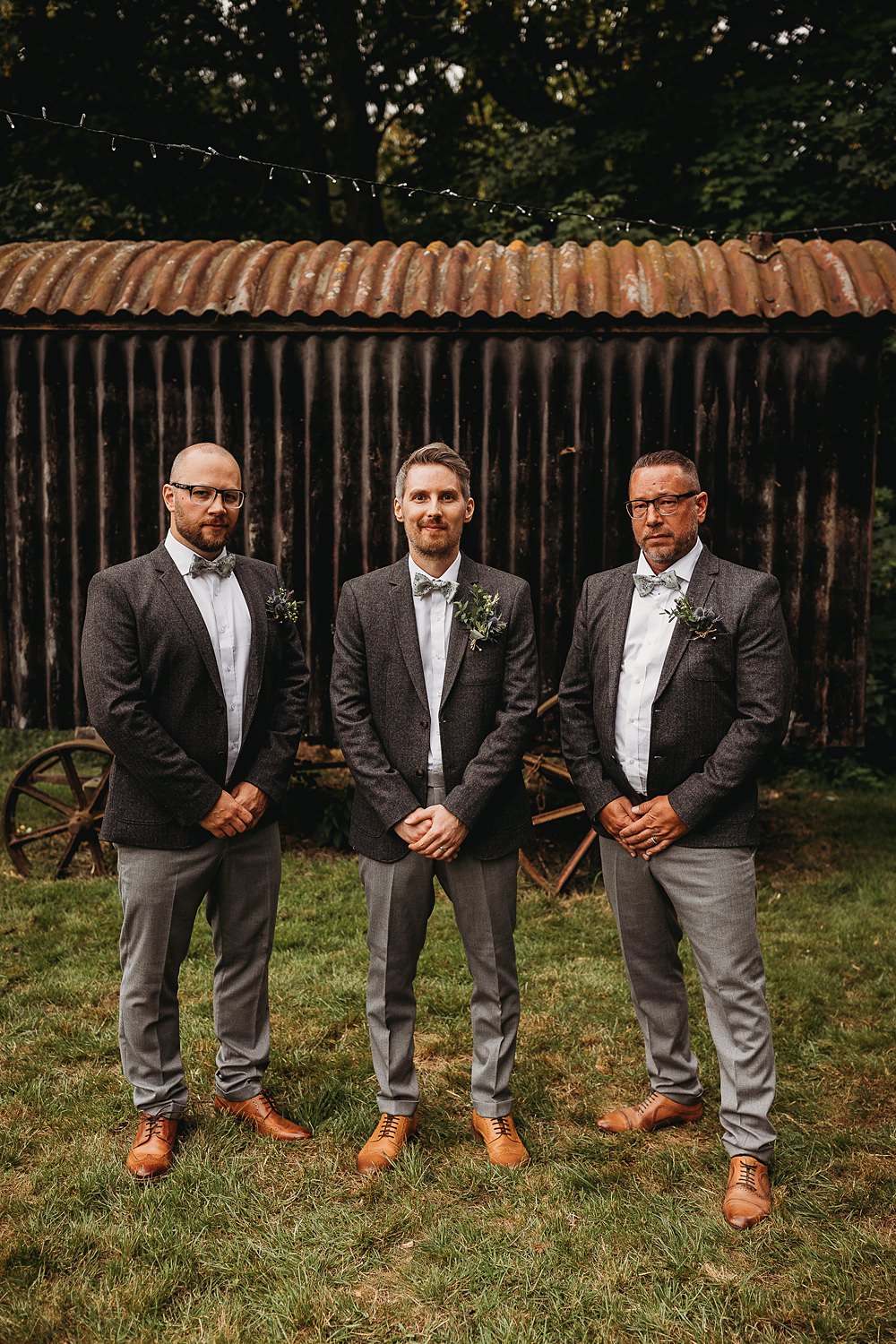 Groom Suit Jacket Bow Tie Chinos Groomsmen Hall Farm Events Wedding Thyme Lane Photography