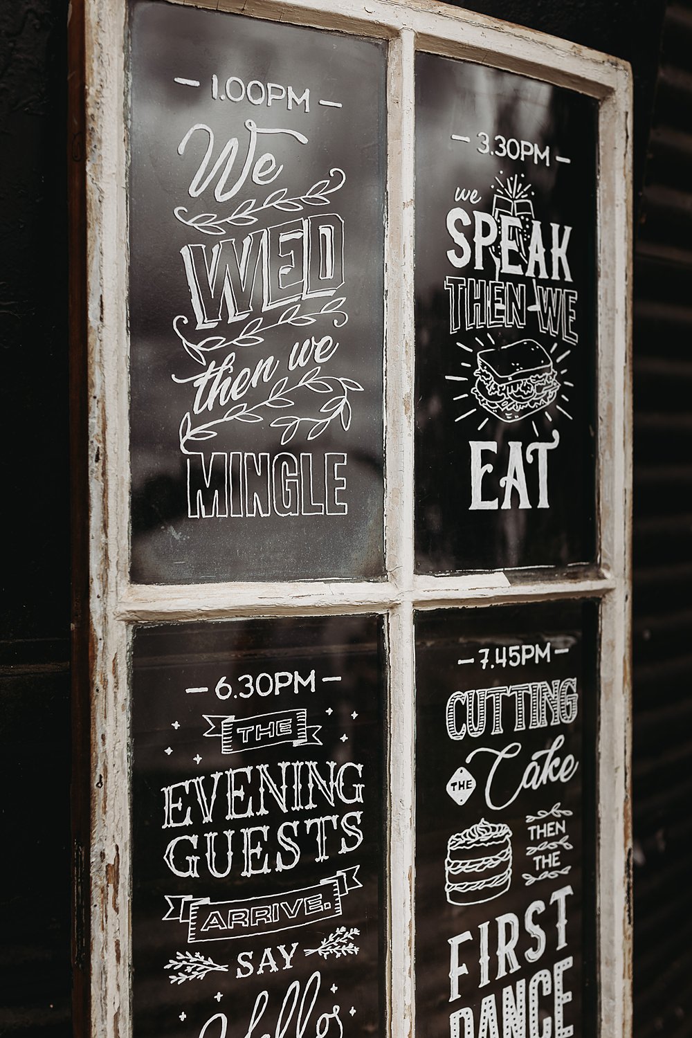 Window Sign Vintage Hall Farm Events Wedding Thyme Lane Photography