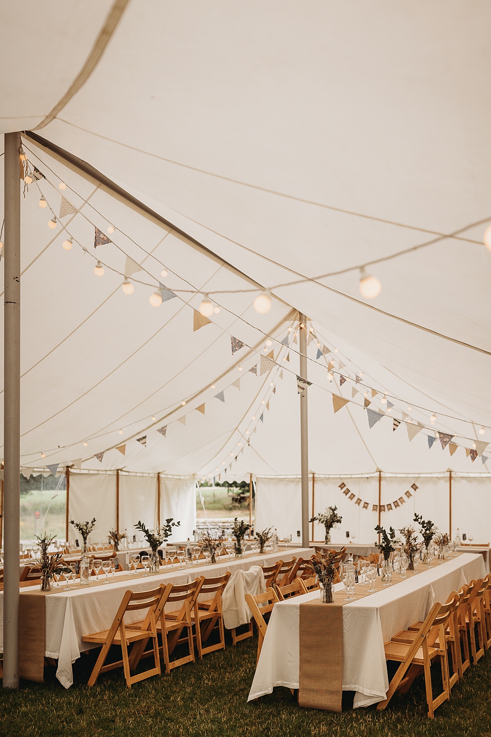 Marquee Decor Bunting Festoon Lights Hall Farm Events Wedding Thyme Lane Photography