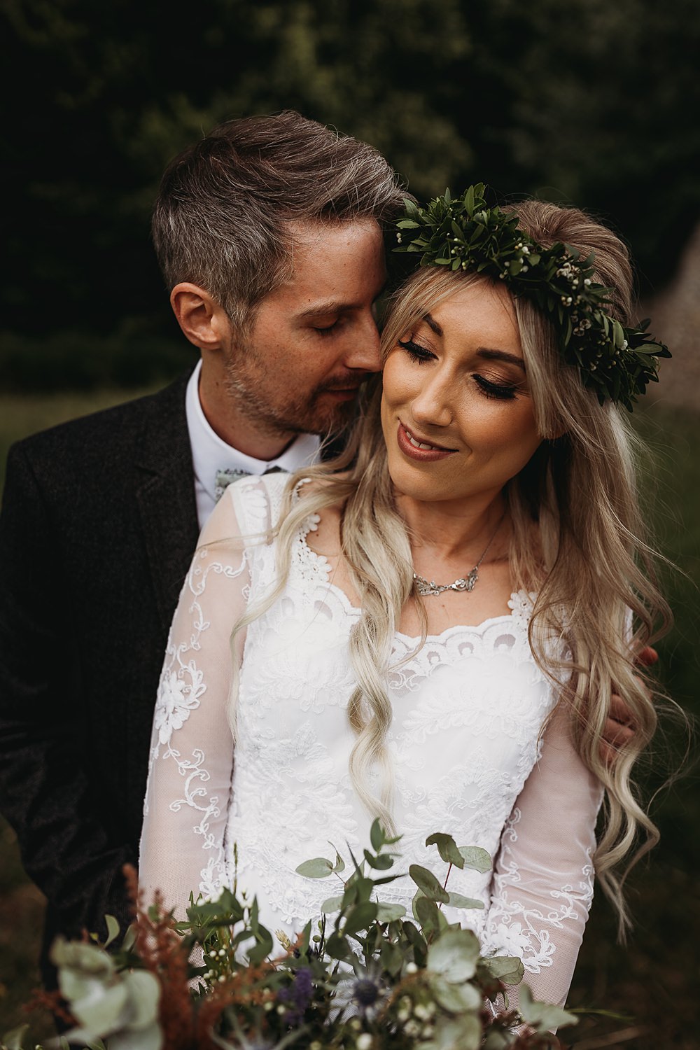 Greenery Flower Crown Hall Farm Events Wedding Thyme Lane Photography