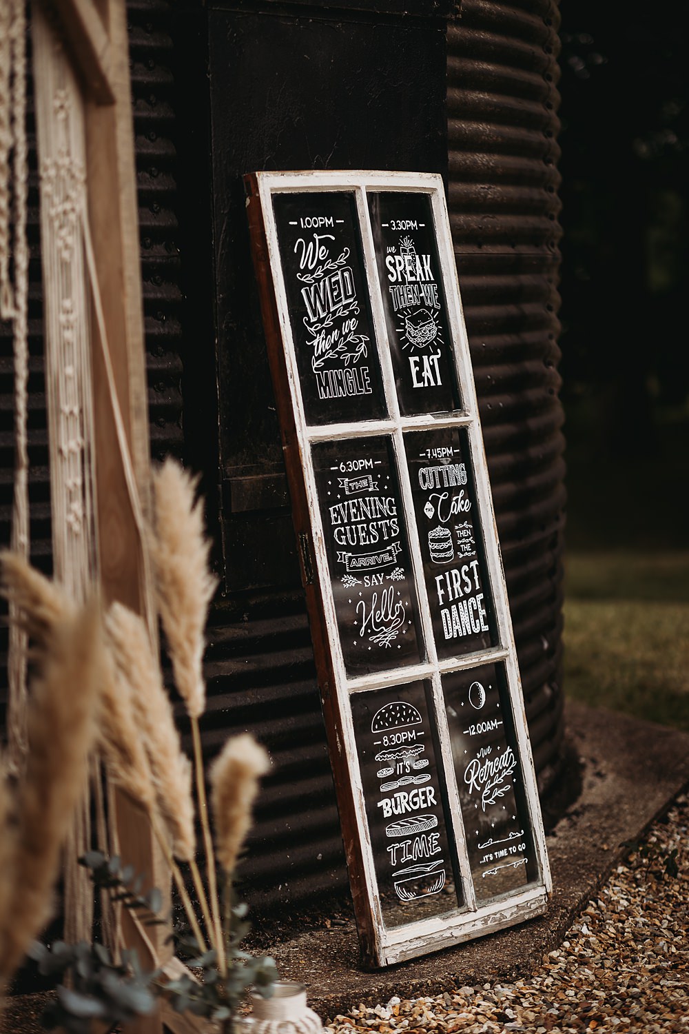 Window Sign Vintage Hall Farm Events Wedding Thyme Lane Photography