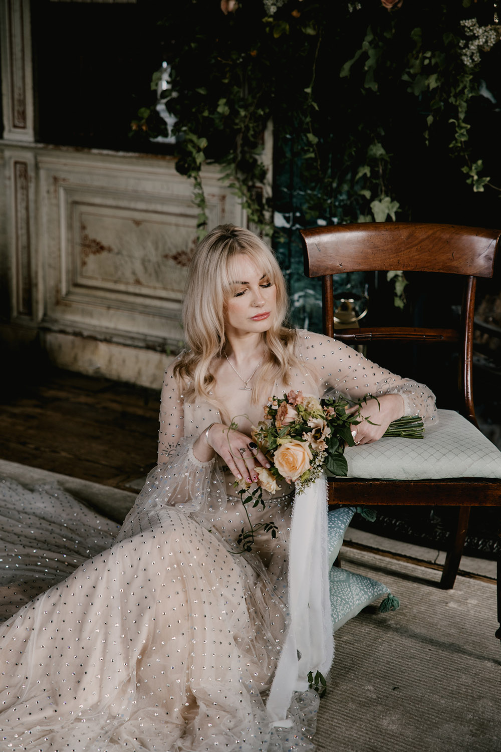 Sparkly Gold Dress Sleeves Bride Retro Autumn Wedding Ideas Jemma King Photography