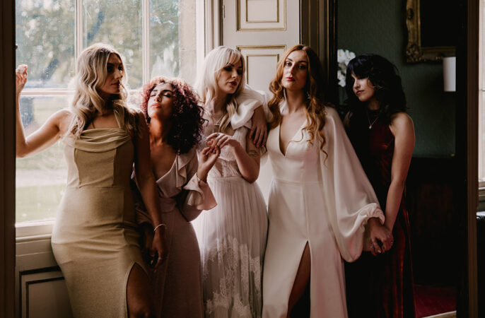 Bride Bridesmaid Dresses Retro Autumn Wedding Ideas Jemma King Photography