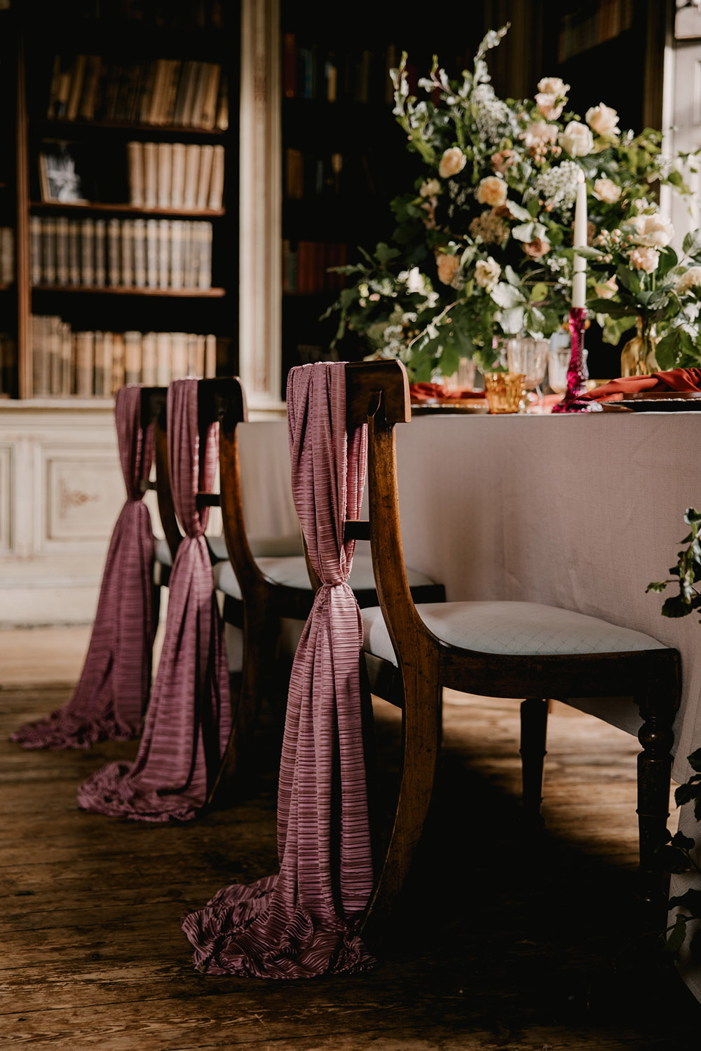 Chair Sash Pink Retro Autumn Wedding Ideas Jemma King Photography