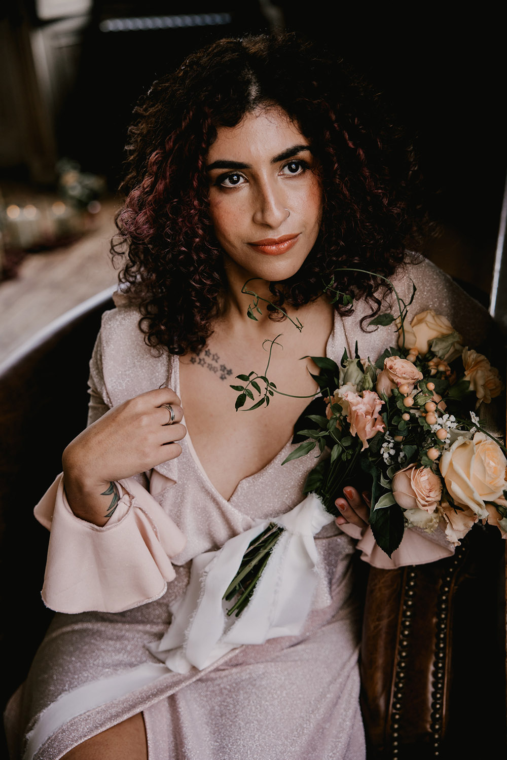 Pale Pink Bridesmaid Dress Retro Autumn Wedding Ideas Jemma King Photography