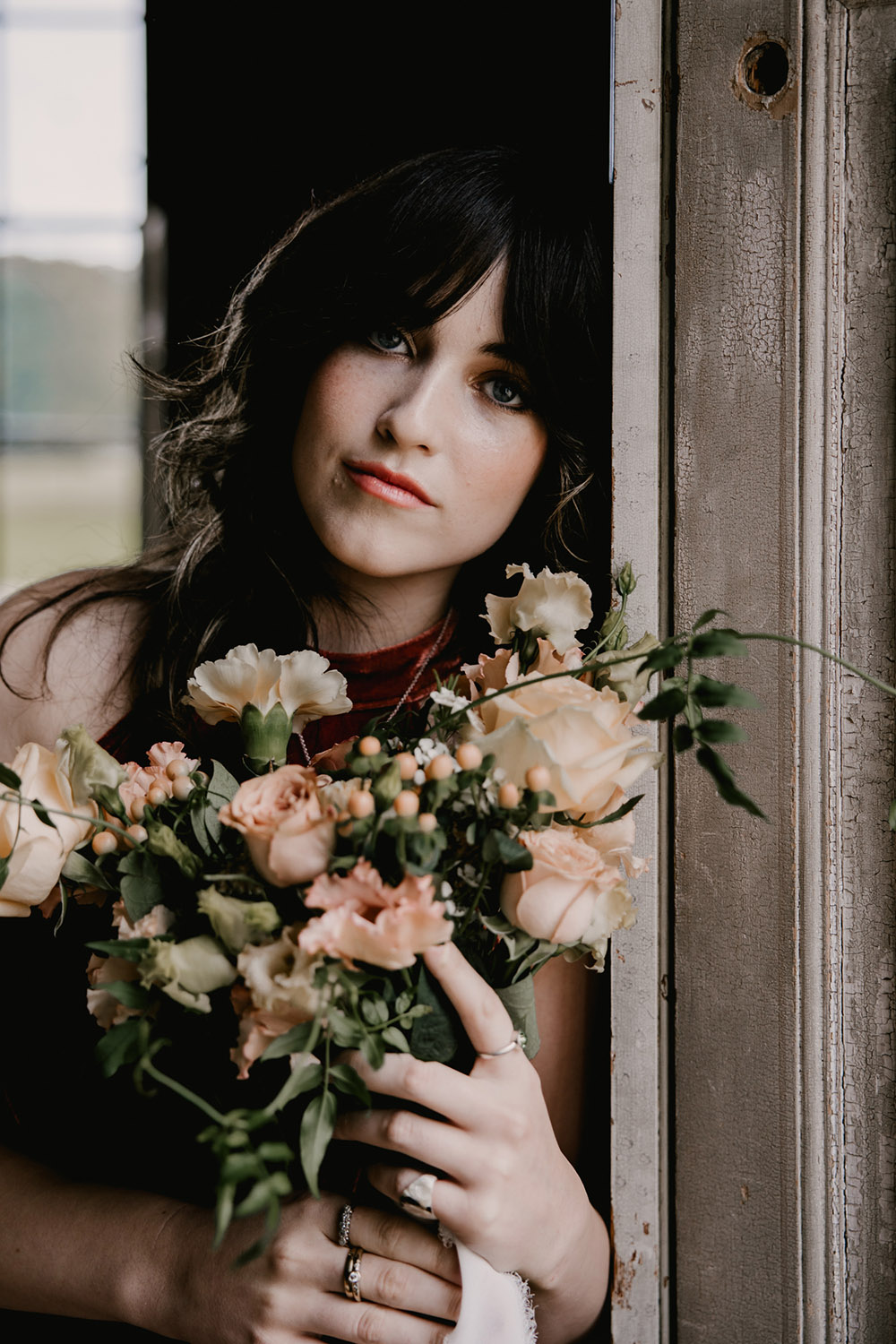 Bride Fringe Bangs Hair Retro Autumn Wedding Ideas Jemma King Photography