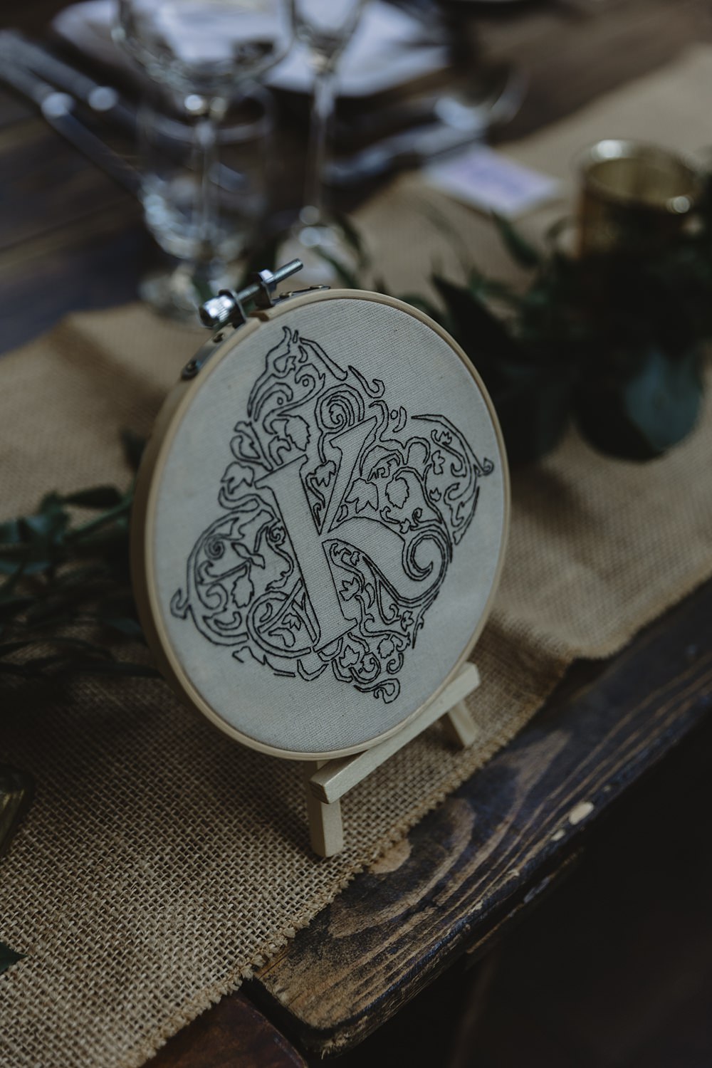 Table Name Embroidery Decor Venue Bowers Mill Wedding Louise Barry Photographer