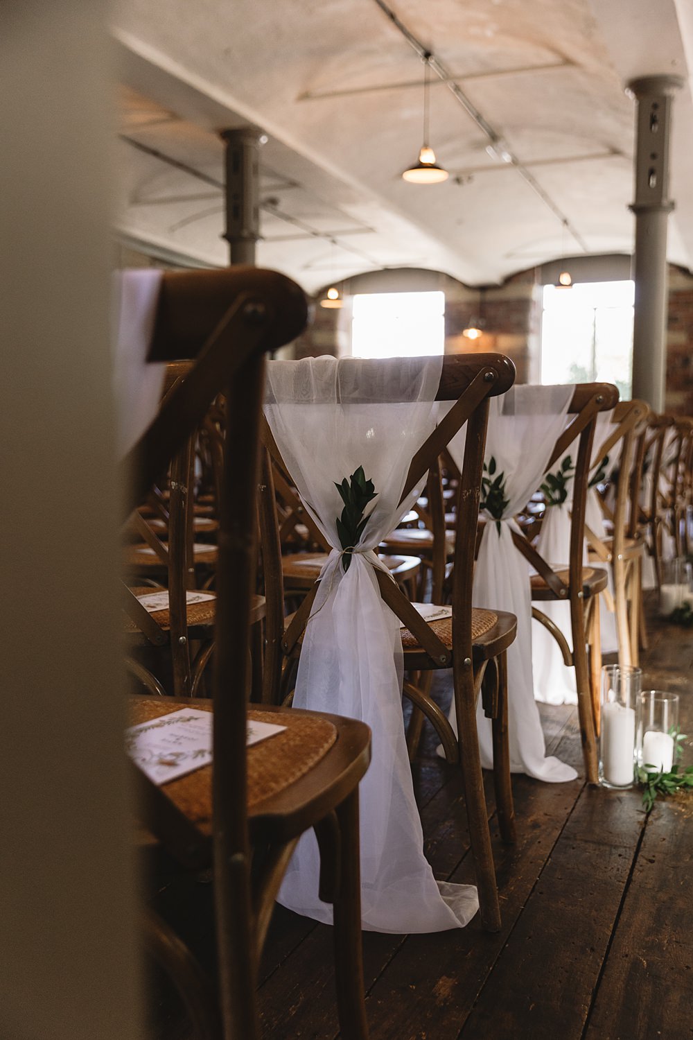 Chair Sash Ceremony Venue Bowers Mill Wedding Louise Barry Photographer