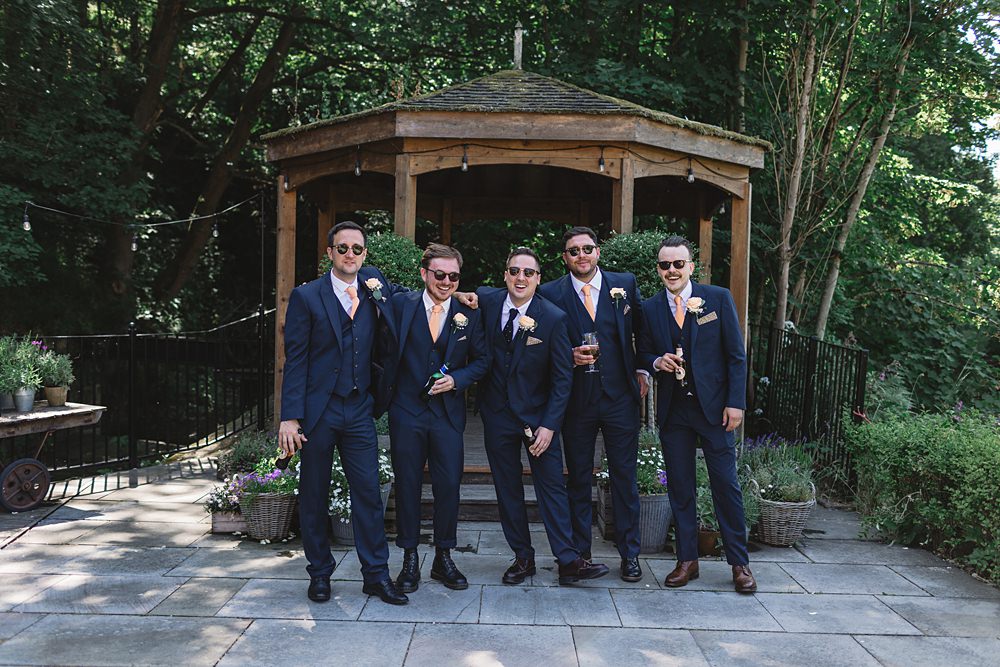 Groom Navy Blue Suit Groomsmen Venue Bowers Mill Wedding Louise Barry Photographer
