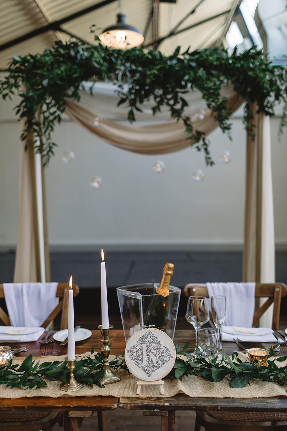 Top Table Backdrop Arch Greenery Venue Bowers Mill Wedding Louise Barry Photographer