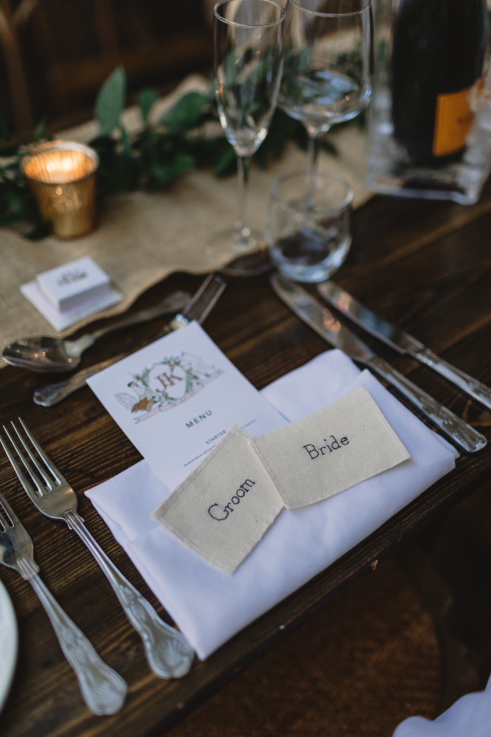 Embroidery Place Names Venue Bowers Mill Wedding Louise Barry Photographer