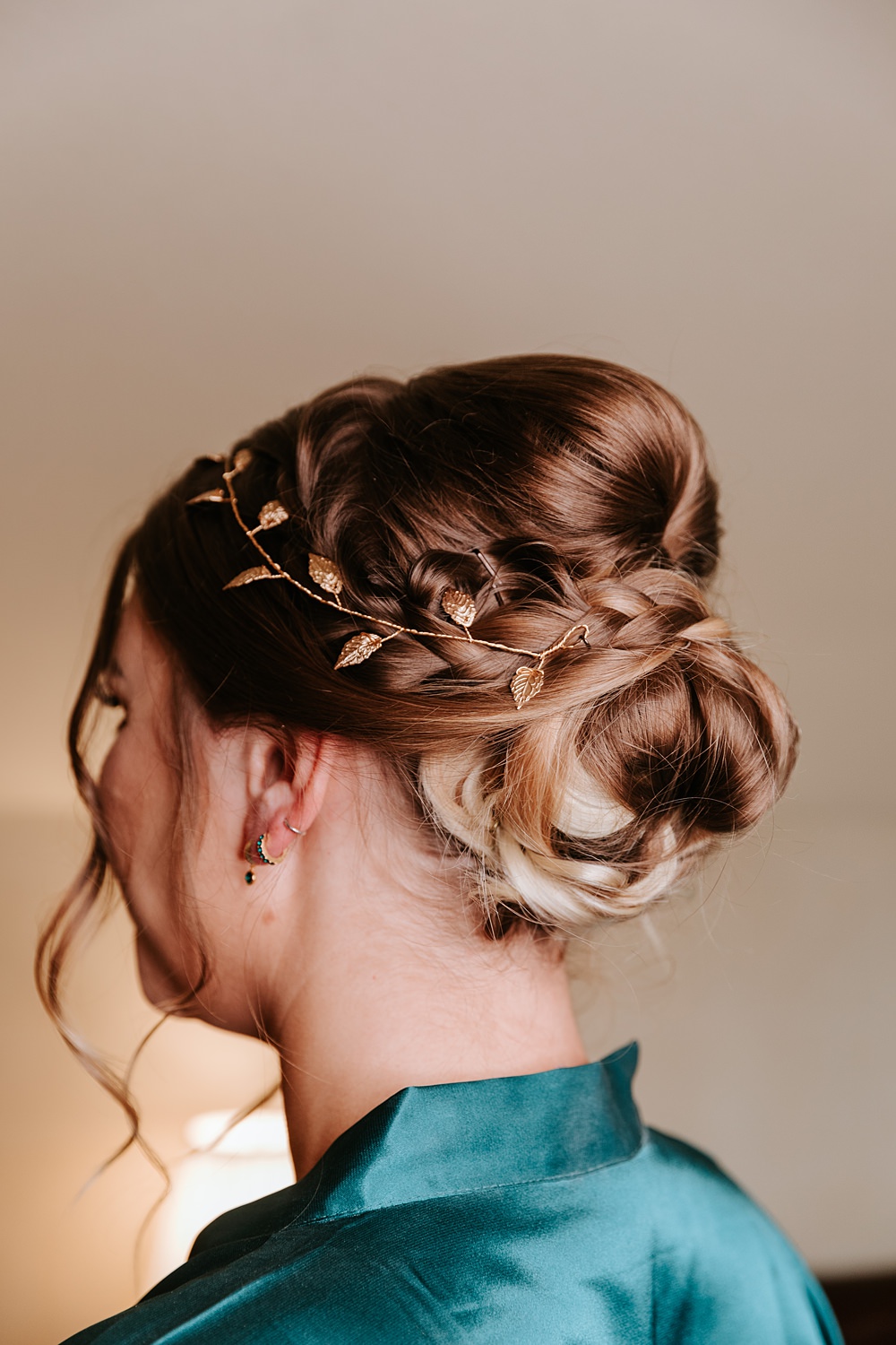 Bridal Hairstyle Up Do Accessory Vine West Yorkshire Hall Wedding Maddie Farris Photography