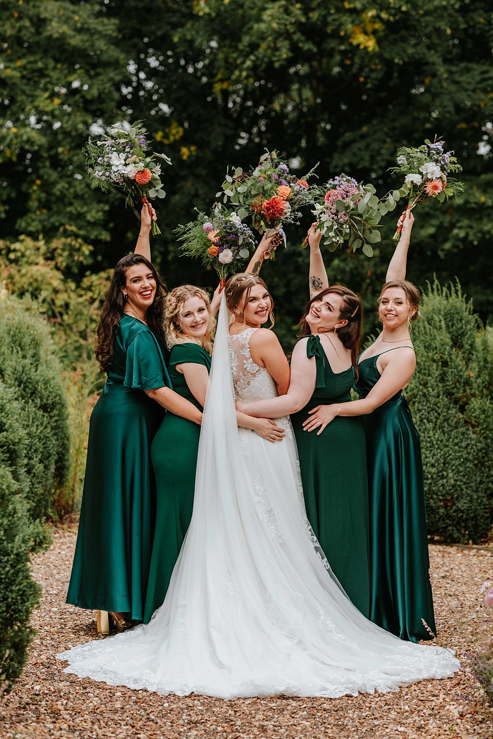Emerald Green Bridesmaid Dresses West Yorkshire Hall Wedding Maddie Farris Photography