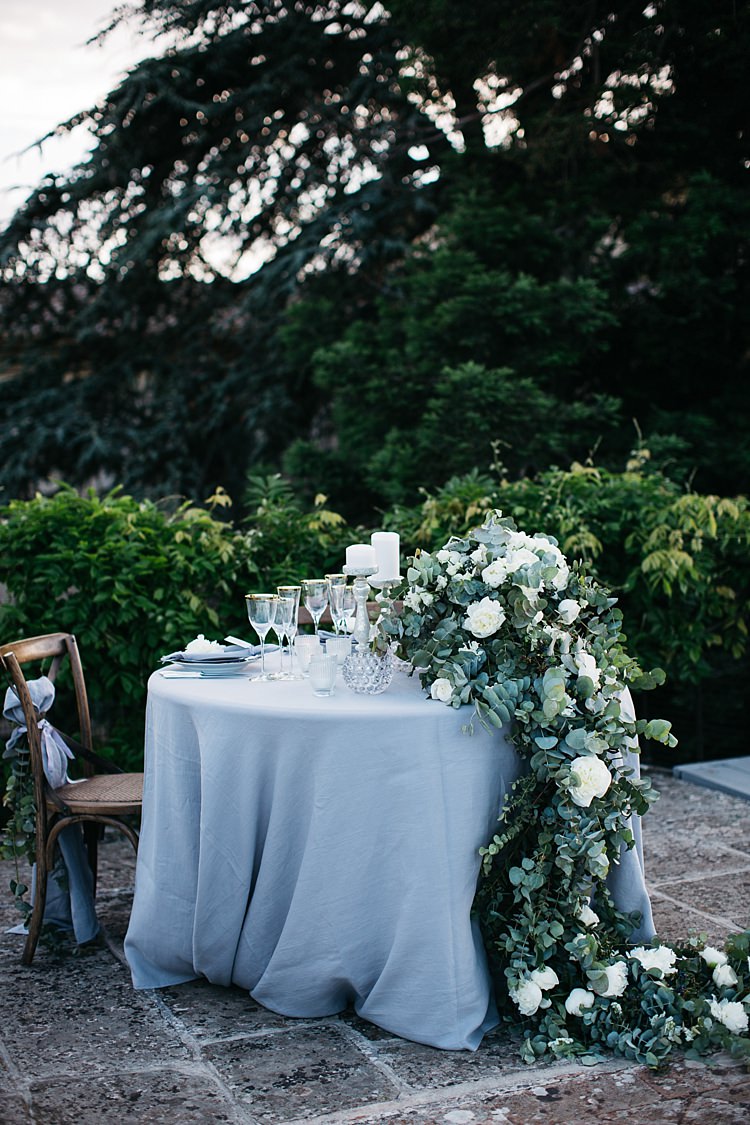 White Greenery Wedding Flower Table Swag Stefano Santucci Studio