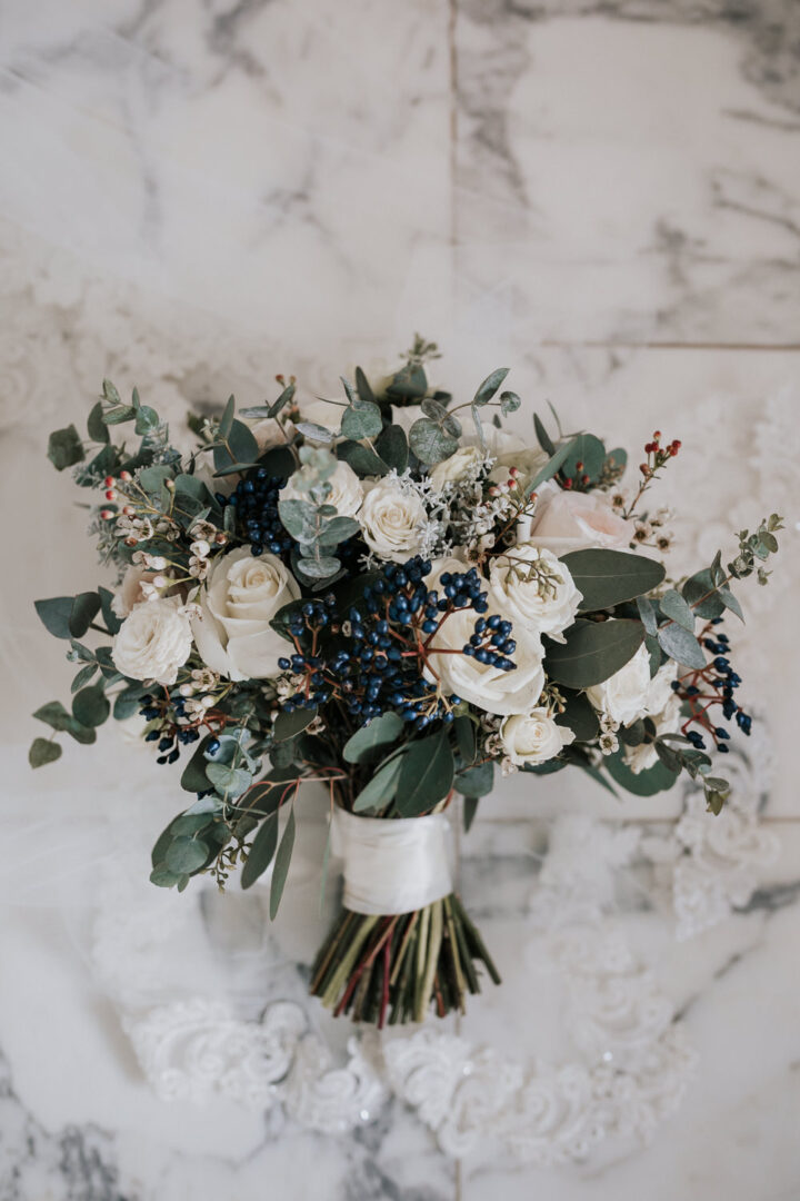 White Wedding Flower Bouquet Kate Gray Photography