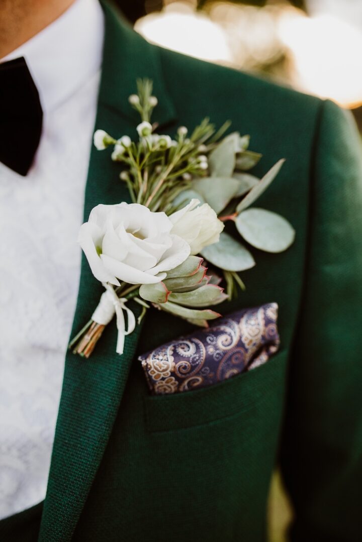 White Wedding Flower Buttonhole Holly Collings Photography