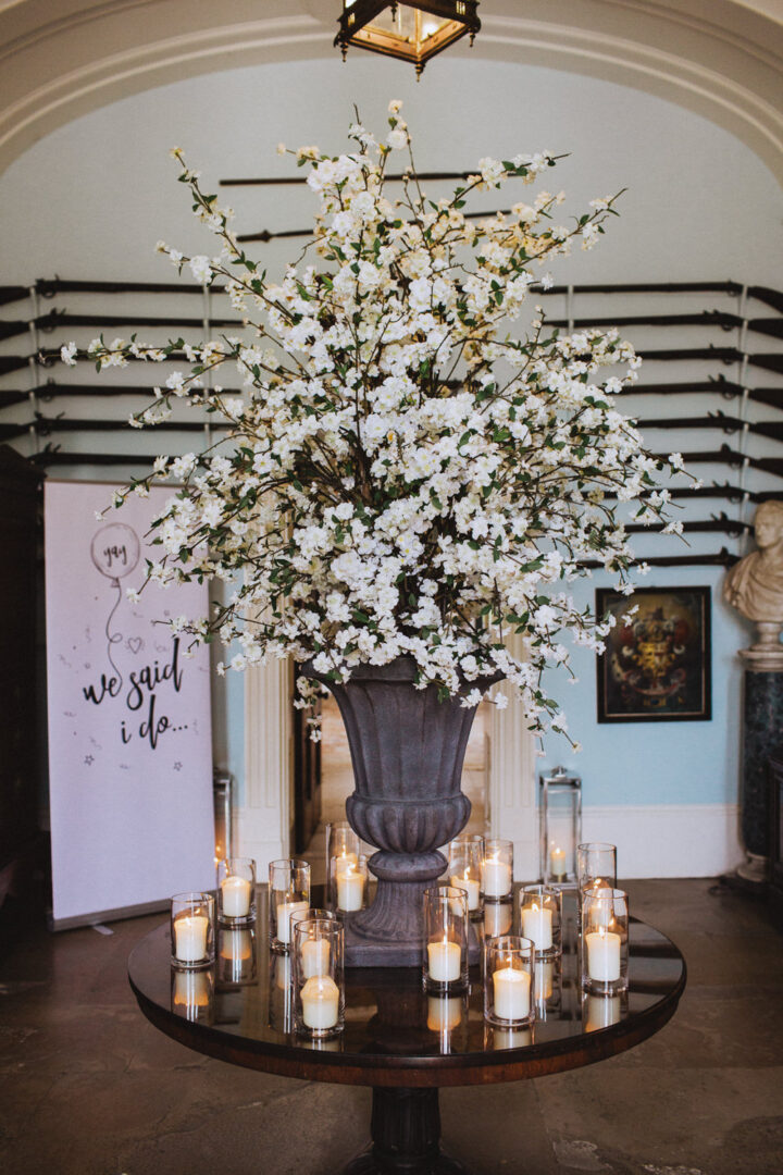 White Wedding Flower Idea Blossom Arrangement Honey and the Moon Photography