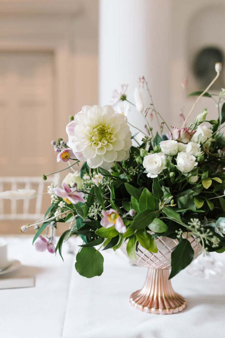 White Wedding Flower Idea Dahlia Danielle Smith Photography