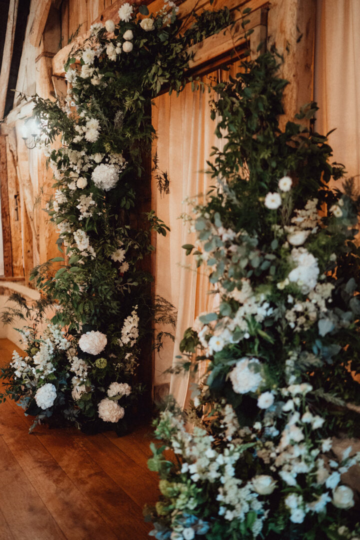 White Wedding Flowers Archway Emily & Steve Photography