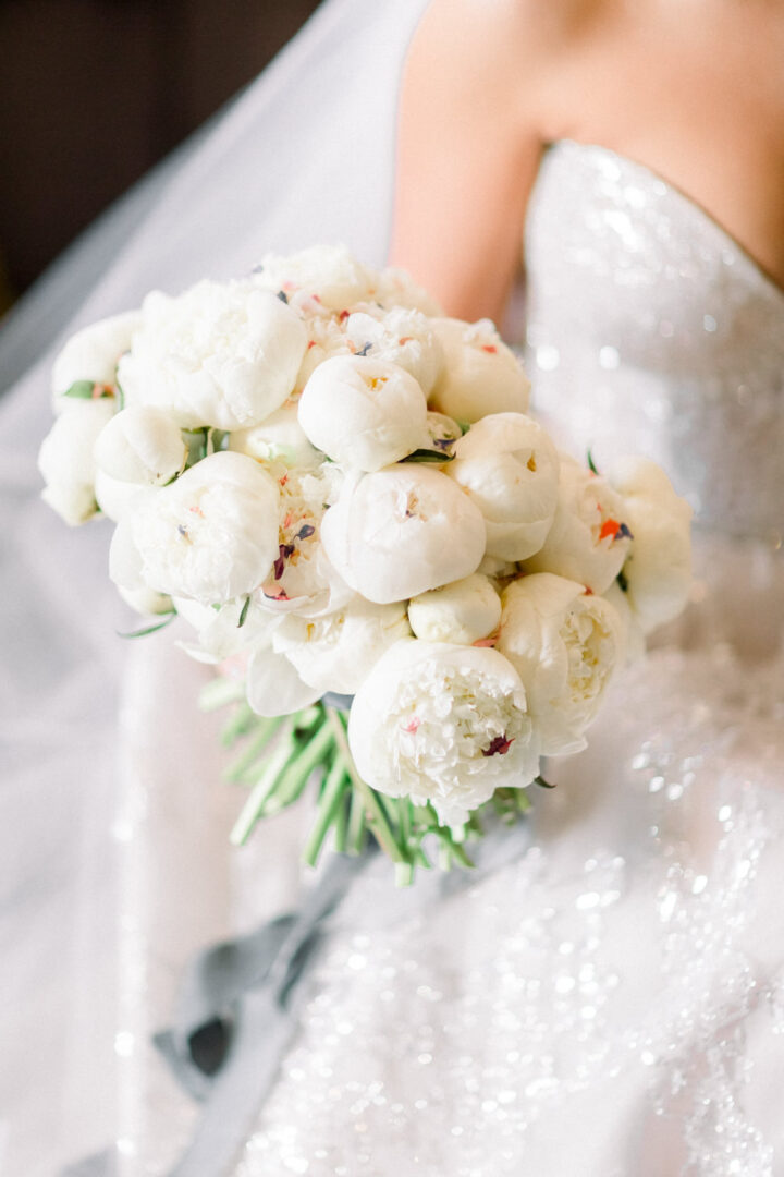 White Wedding Flowers Bouquet Peony Sanshine Photography