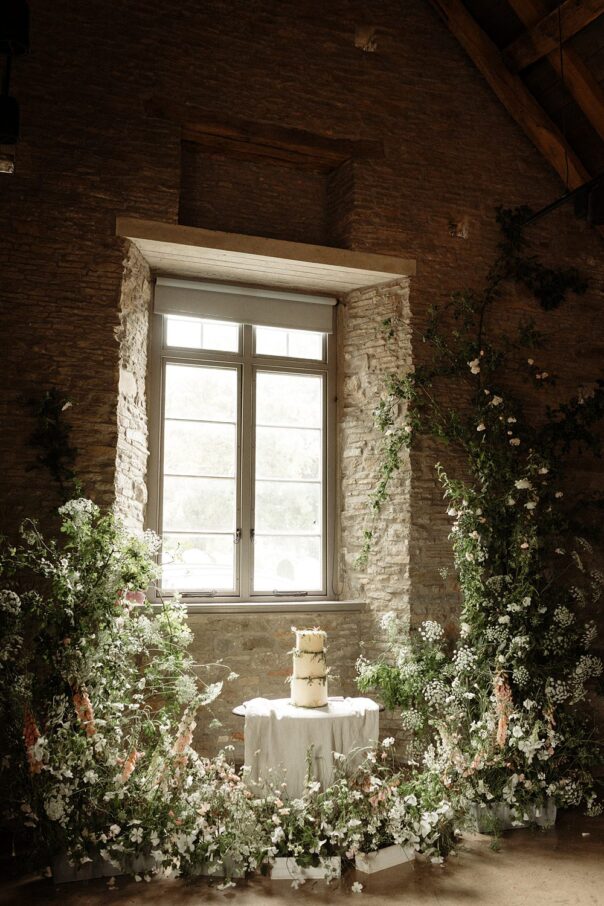 White Wedding Flowers Cake Table Gem Hicks Photography