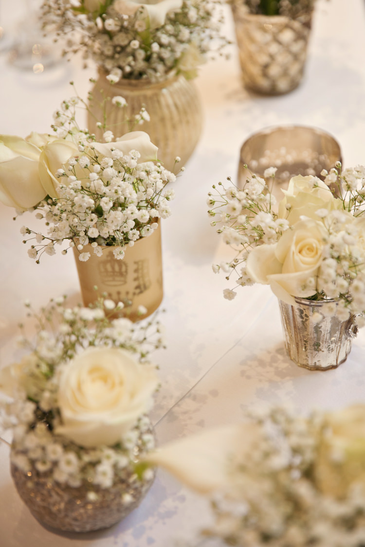 White Wedding Flowers Gold Holders Kerry Ann Duffy