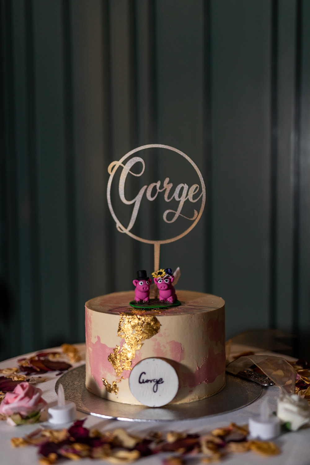 Pink Gold Cake Topper Century Club Wedding Sophie Cass