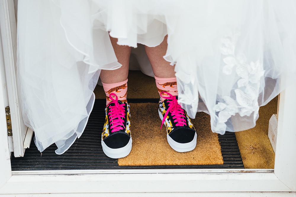 Bride Trainers Socks Faerie Tea Party Wedding Kirsty Rockett Photography