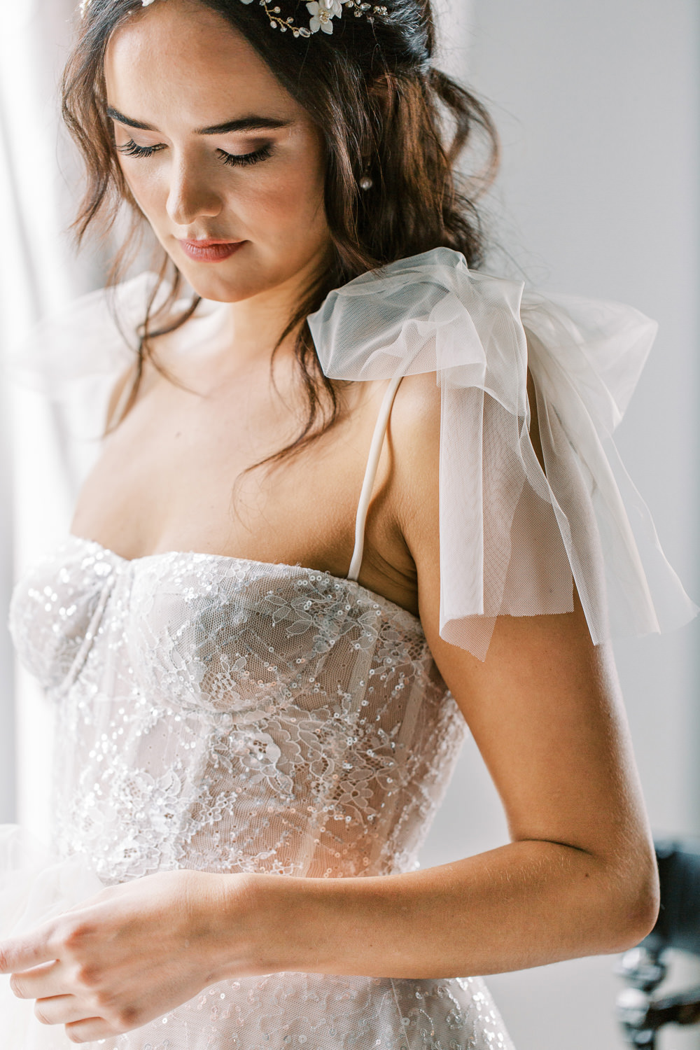 Dress Gown Bride Bridal Bodice Straps Glewstone Court Wedding Iris and Ivy Photography