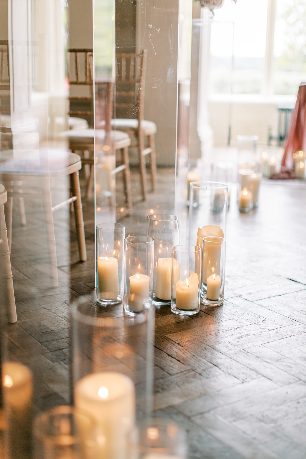 Aisle Decor Candles Glewstone Court Wedding Iris and Ivy Photography