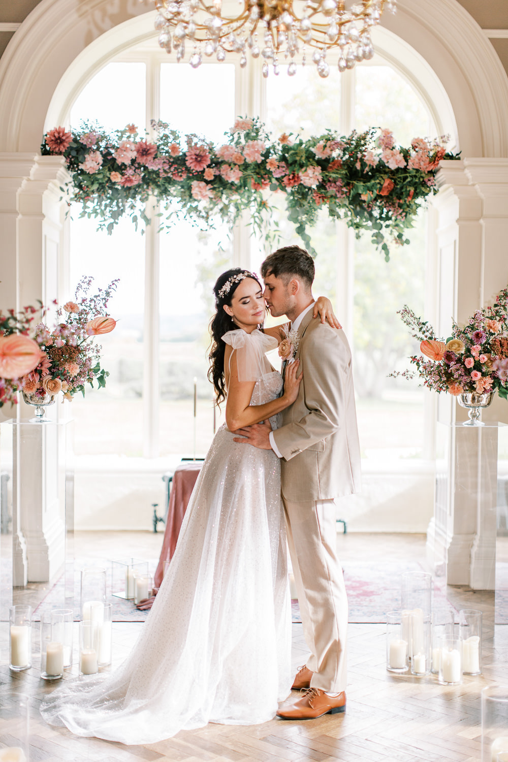 Flower Backdrop Ceremony Decor Glewstone Court Wedding Iris and Ivy Photography